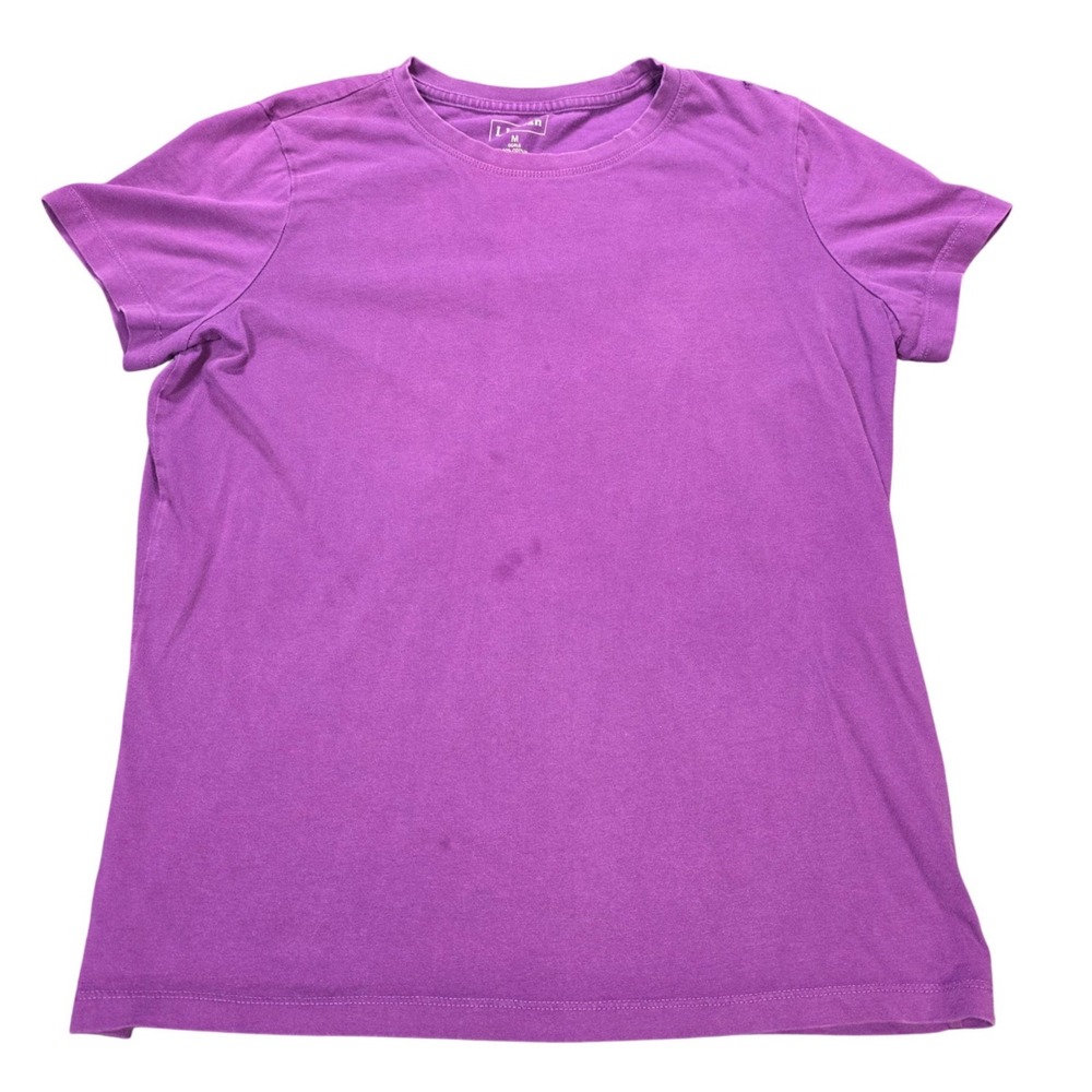 L.L.Bean 100% Cotton Short Sleeve T-Shirt Women's Size M Purple Crew Neck Casual